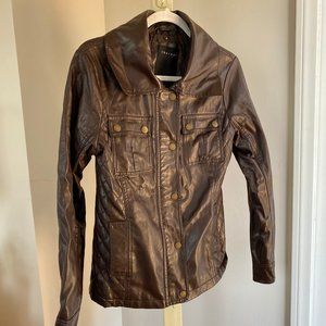 Therapy vintage brown faux leather jacket